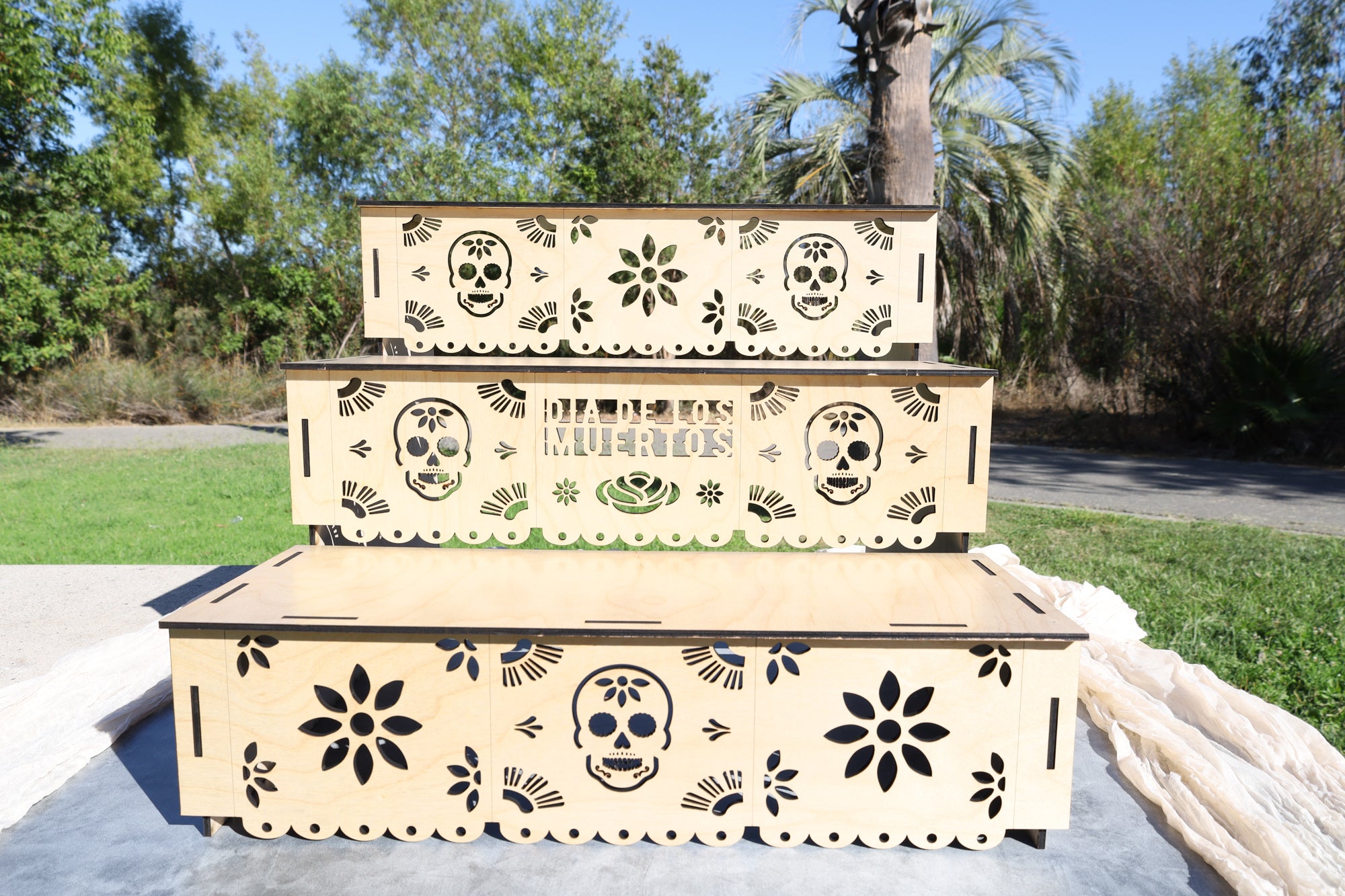 X-Large Dia De Los Muertos Altar-3 Tier Wooden Ofrenda Stand-Memorial Display