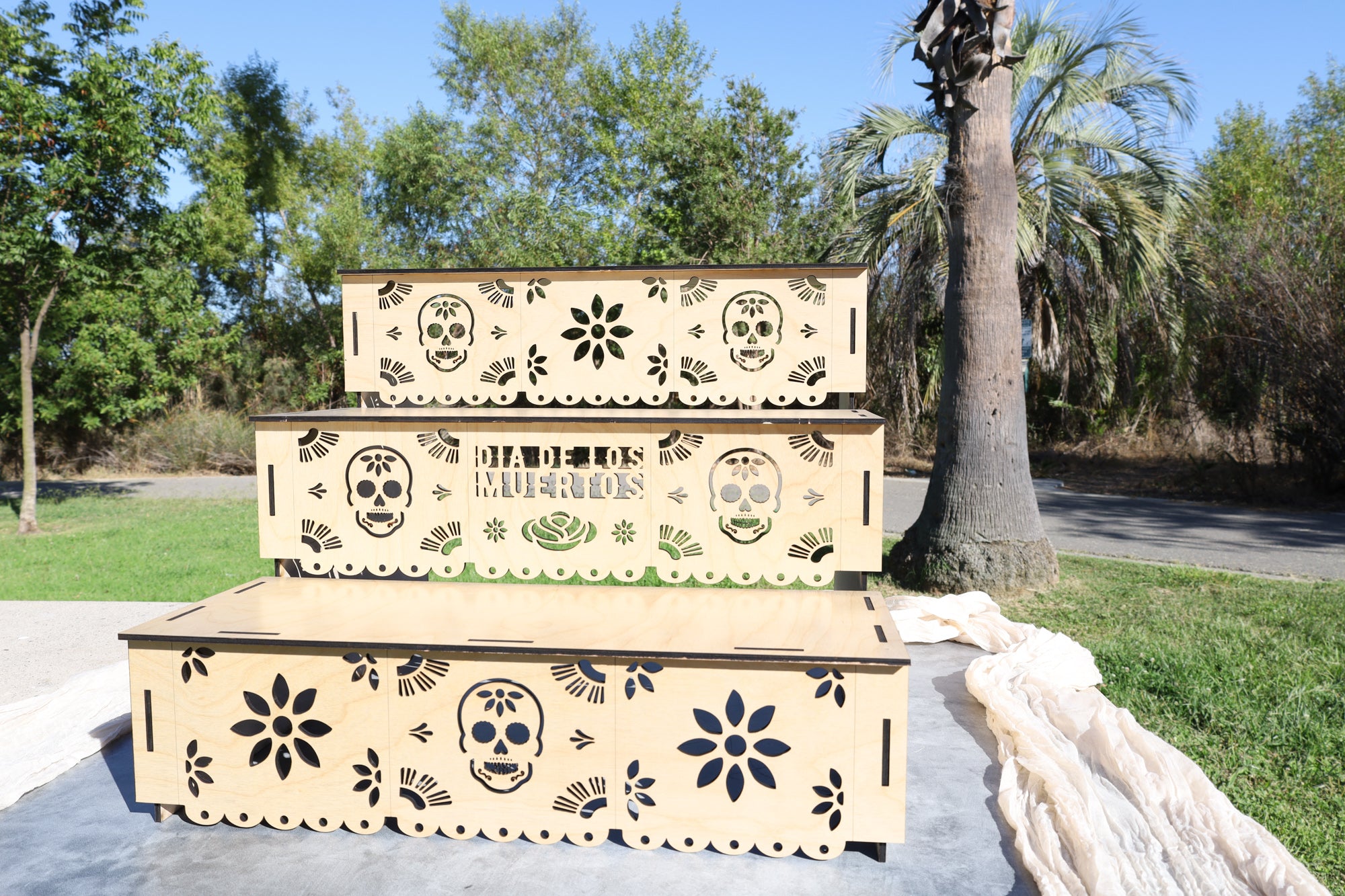 X-Large Dia De Los Muertos Altar-3 Tier Wooden Ofrenda Stand-Memorial Display