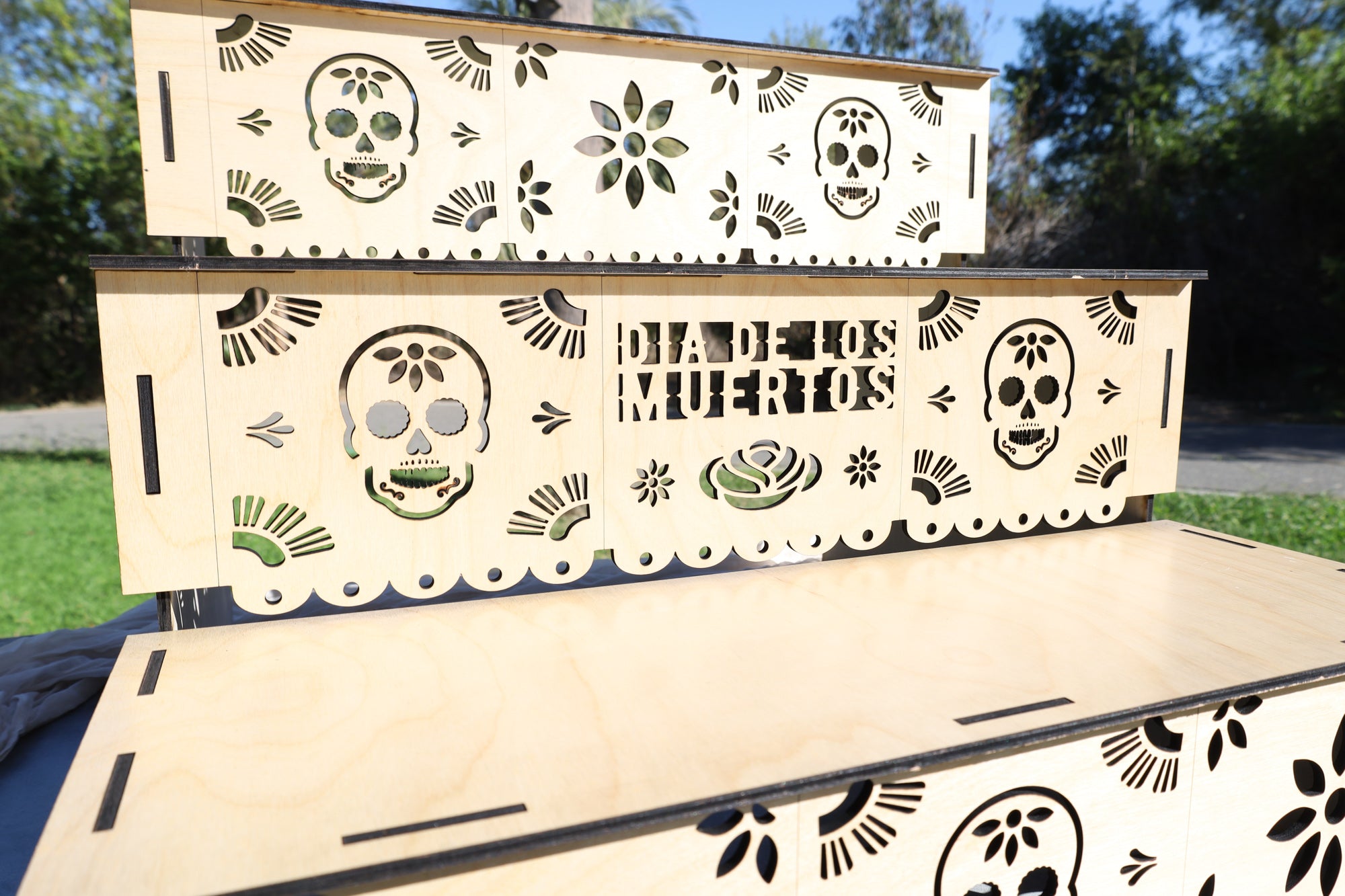 X-Large Dia De Los Muertos Altar-3 Tier Wooden Ofrenda Stand-Memorial Display