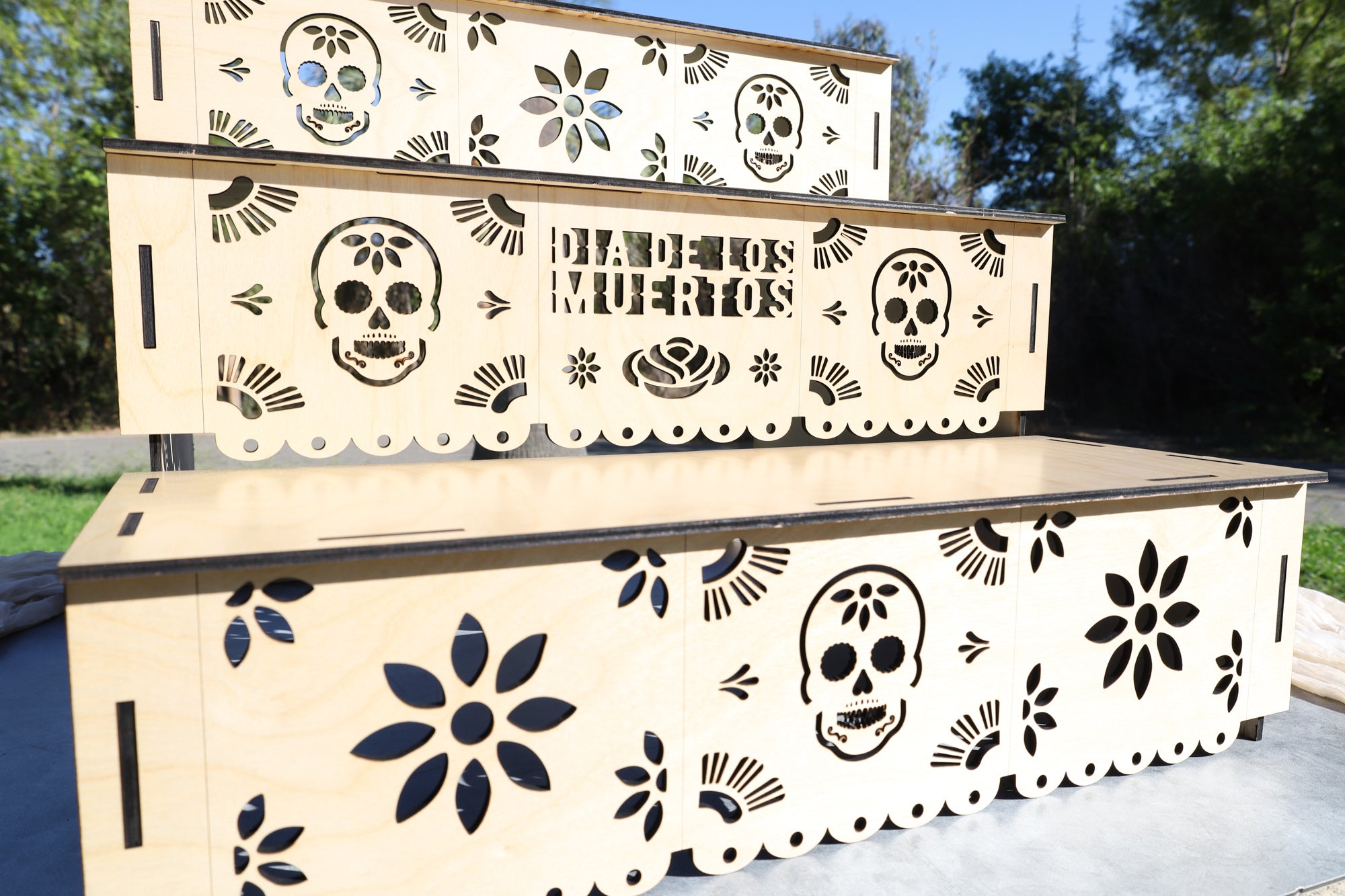 X-Large Dia De Los Muertos Altar-3 Tier Wooden Ofrenda Stand-Memorial Display