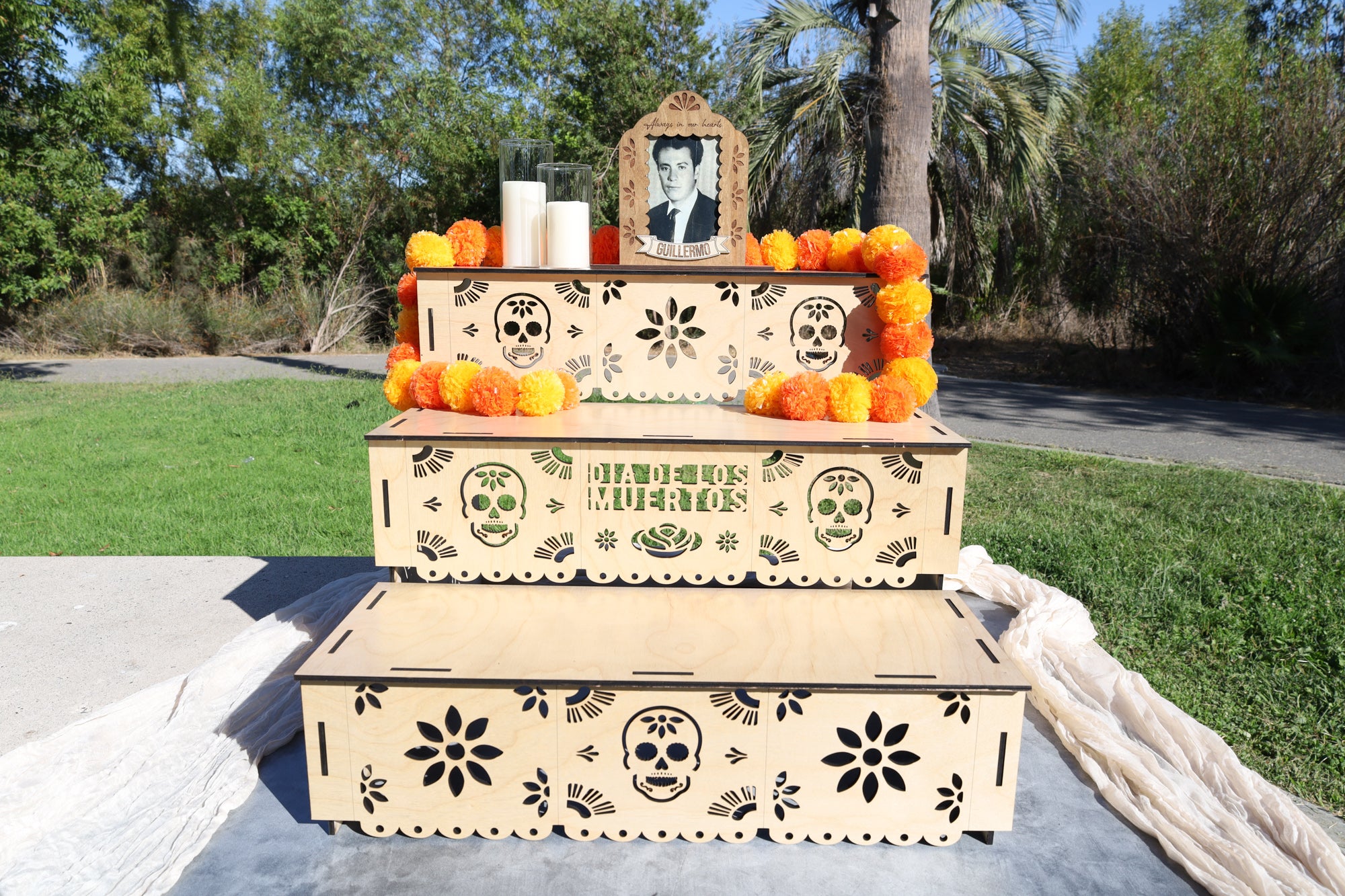 X-Large Dia De Los Muertos Altar-3 Tier Wooden Ofrenda Stand-Memorial Display