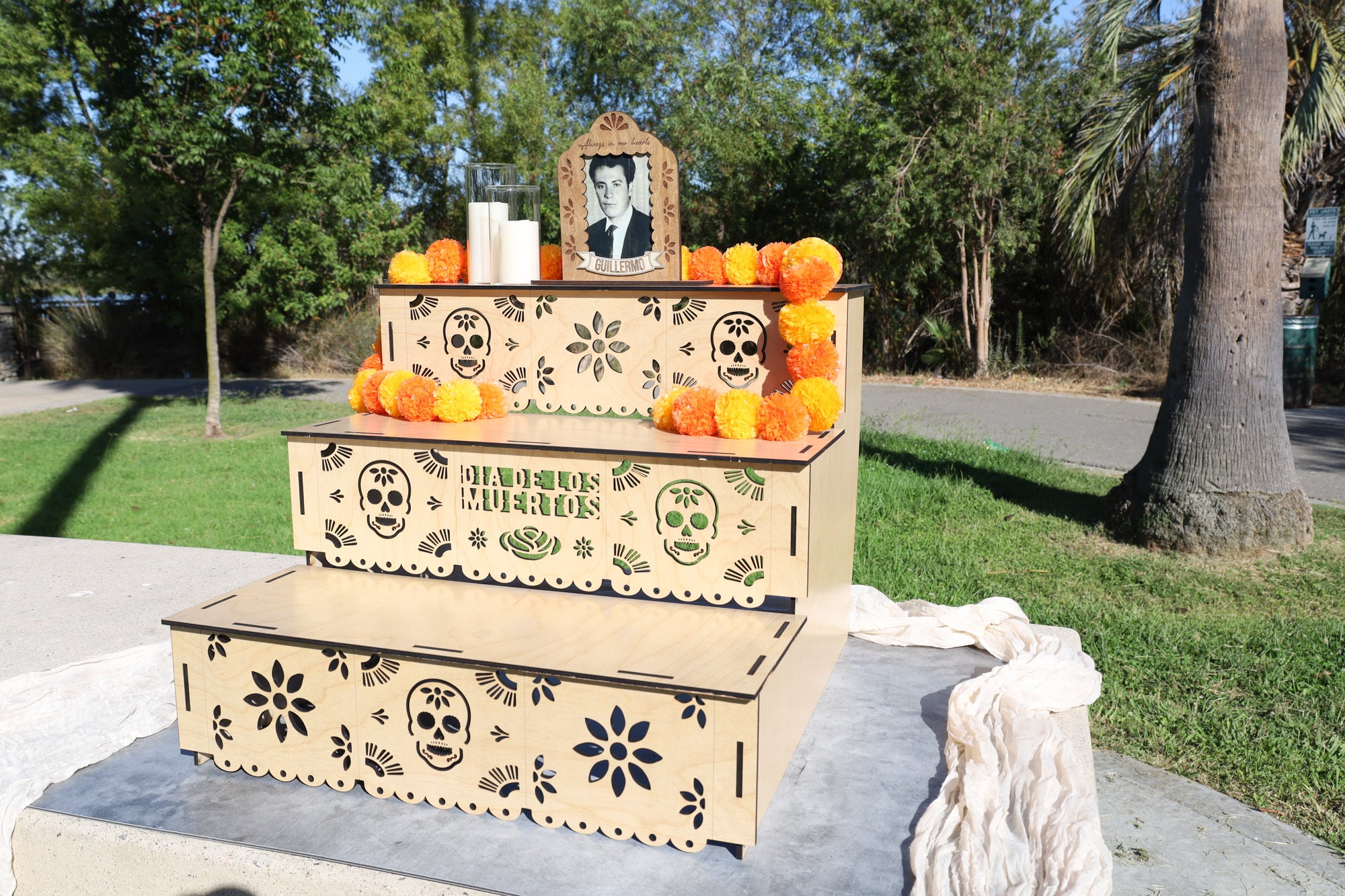 X-Large Dia De Los Muertos Altar-3 Tier Wooden Ofrenda Stand-Memorial Display
