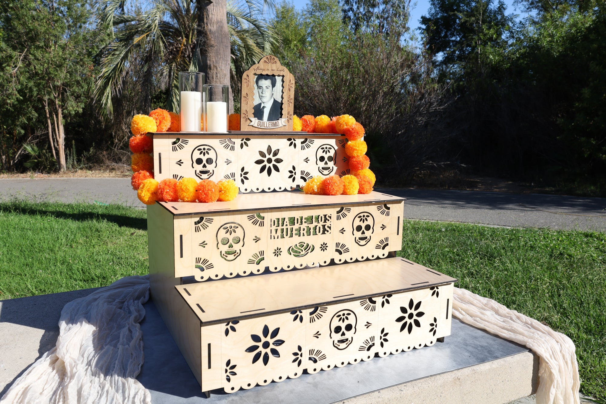 X-Large Dia De Los Muertos Altar-3 Tier Wooden Ofrenda Stand-Memorial Display